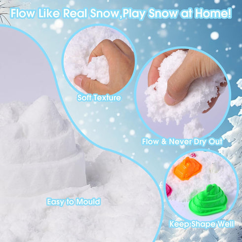 FIIOEOY 3 4 5 6 7 8 Snow Sensory Bin, Play Sand Art Kit for Kids with Sensory Sand, Arctic Animal Figures, Winter