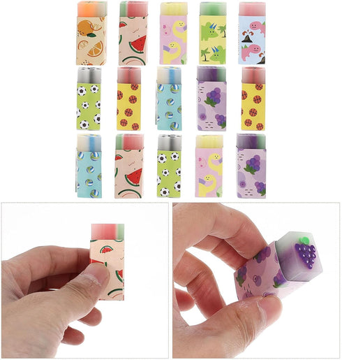 3Pcs Cute Fruit Erasers in Random Colors for Kids, Fun Food Pencil Erasers for School Supplies