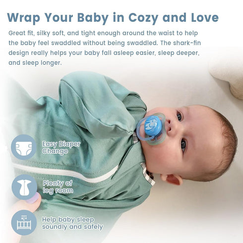 0.5 2-Way ZIGJOY Shark-Fin Transition Swaddle for Newborn - Tog Rayon Made from Bamboo Sleep Sack Baby Swaddle Blanket