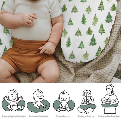 Watercolor Green Pine Trees Baby Nursing Pillow Covers for Boy Girl Pine Forest Nursery Pillowcase for Breastfeeding