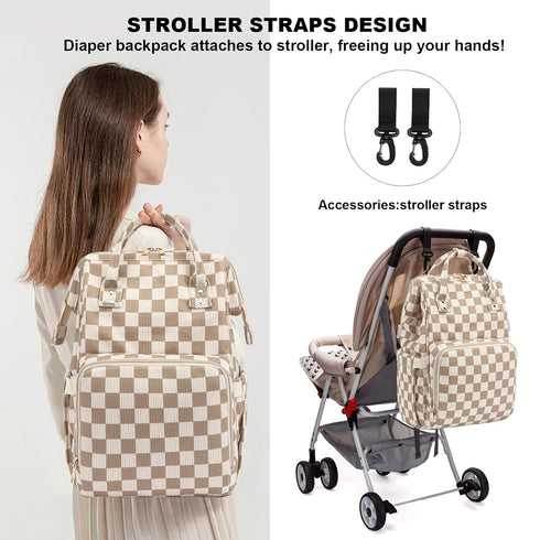 Dezcrab Backpack Baby Diaper Bag for Mom, Large Capacity Travel Nappy Bag for Boys & Girls with Stroller Straps