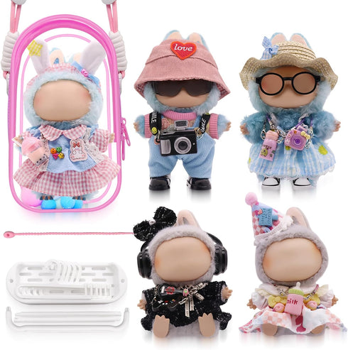 23-piece Set 6 Clothes for Labubu, Clothes and Accessories Designed for Labubu Doll Clothes, Includes Display Bag