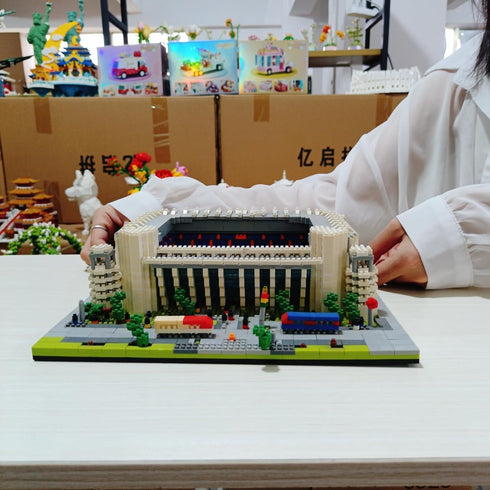 Set Madrid Style Soccer Stadium Model Micro Mini Diamond Block Kit for Adult Assemble Football Field Brick Puzzle Toy