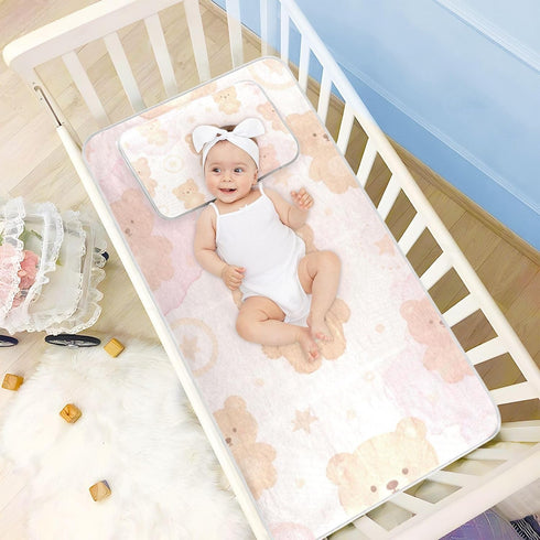 EtherSpher 28" 52" Cartoon Cute Brown Teddy Bear Cooling Baby Mattress Pads x Washable Pads for Kids for Kids, Adult