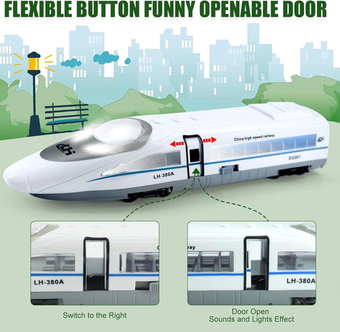 3+ OTONOPI Electric Bullet Train with Lights and Sounds Subway Locomotive Engine High Speed Toy Train Model Inertial