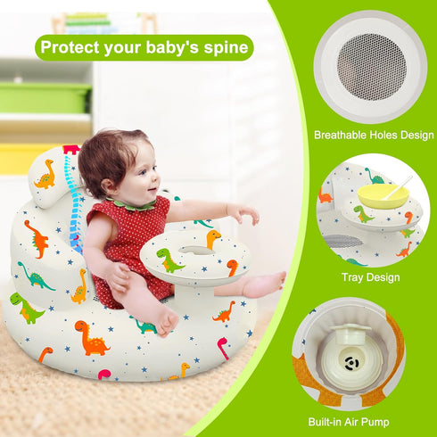 TIDNNS 3-36 Inflatable Baby Seat with Tray and Built-in Air Pump, Months Baby Floor Seat for Sitting Up, Portable Blow