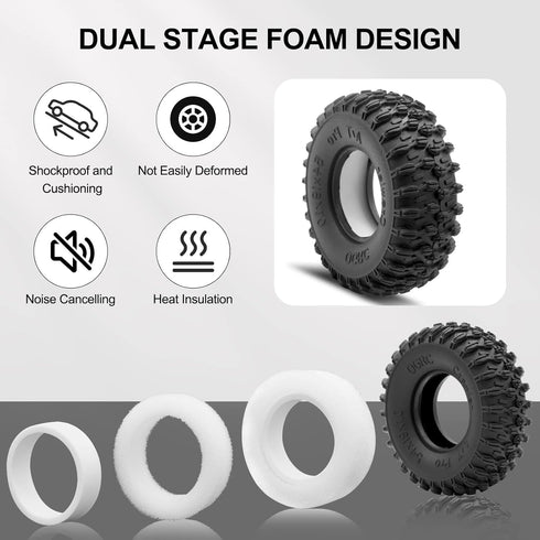 OGRC 1.0 Crawler Tires, Super Soft and Sticky with Dual Stage Foam for SCX24 Gladiator Bronco C10 JLU Deadbolt