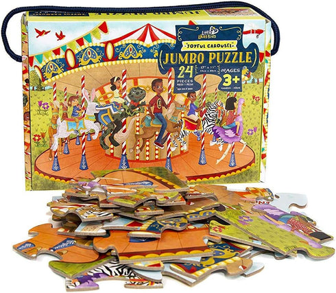 Upbounders - 24 Piece Joyful Carousel Beginner Puzzles - Toddler Kids Age 3-5 - Diverse Children at Play