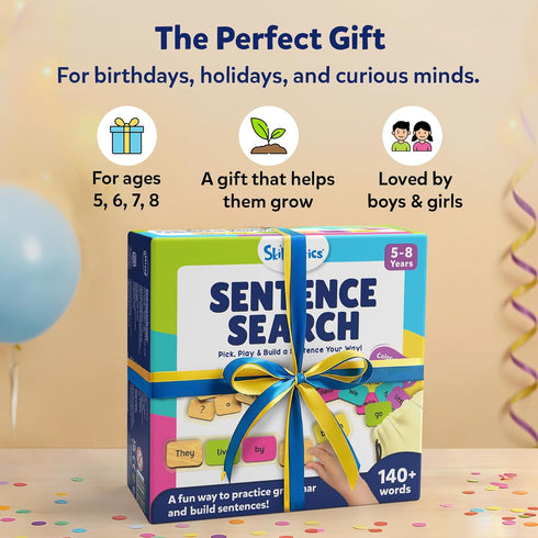 120+ (1.3 1 Inches), 5, 6, 7, 8 Skillmatics Educational Board Game - Sentence Search, Fun Learning Toys and Games