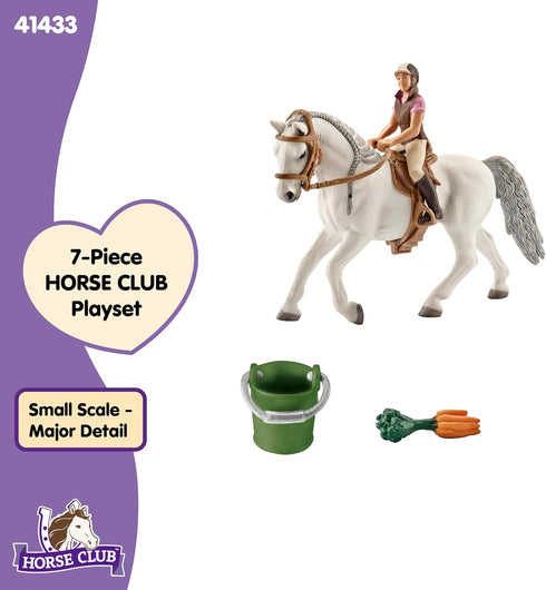 7 Playset 5+ 41433 Schleich Horse Club - PC Rider and Horse Toy with Accessories - Realistic Rider and Lipizzaner Mare