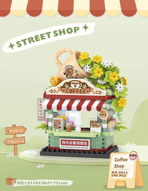 MEIEST 3 Set,Simulation Mini City Shop Street View Building Blocks Model Architecture Collection Particle Construction