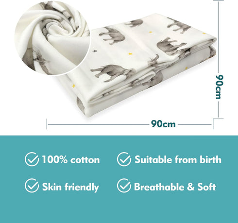 Set 6 Pack 100% 35" 35" Newborn Swaddle and Hat Cotton Knitted Muslin Baby Blankets x Baby Receiving Blankets Stroller