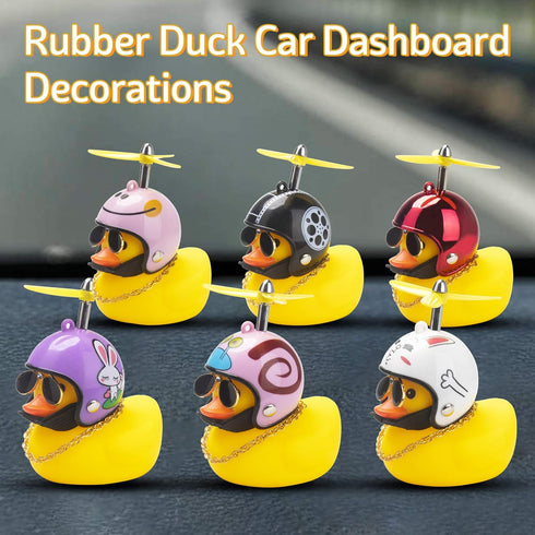 wonuu Rubber Duck Car Decorations, Cute Yellow Duck Dashboard Ornaments with Propeller (Snail-Y)