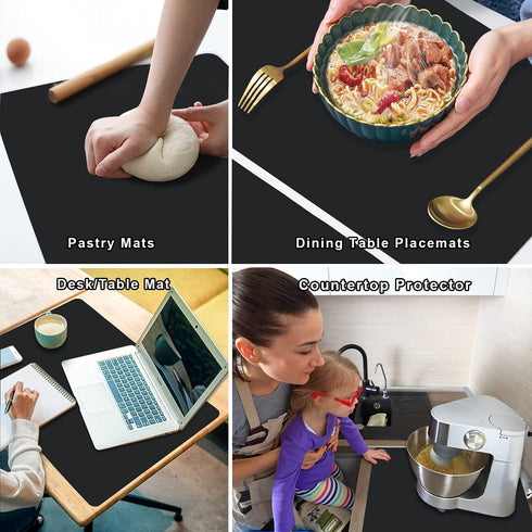 2 Pack Countertop 23.6 x15.75 Inch Extra Large Silicone Mats for Baking Crafts, Multipurpose Kids Dinner Placemat Desk