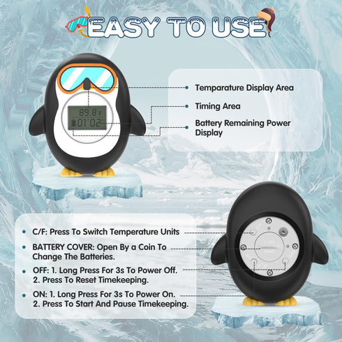 Bath Thermometer for Baby, Safety Floating Water Temperature Gauge with Battery Power Display Feature