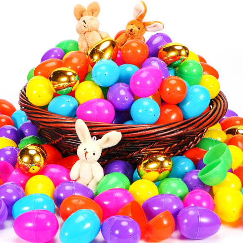 518 -2.36" 18 NEWBEA Easter Eggs Bright Colors Plastic Easter Eggs Empty Include Golden Eggs Perfect for Eggs