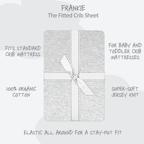 100% Butterblu Frankie Fitted Crib Sheet Organic Cotton for Baby & Toddler Mattress, Breathable for Boys & Girls, Light