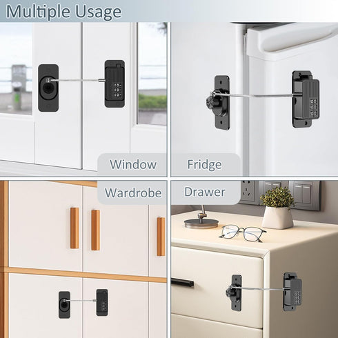 Refrigerator Lock Combination, Child Proof Fridge Lock for Cabinets, Drawers, Windows, No Keys Needed
