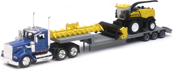 NewRay New-Ray Kenworth Lowboy Trailer with New Holland Self Propelled Forage Harvester with