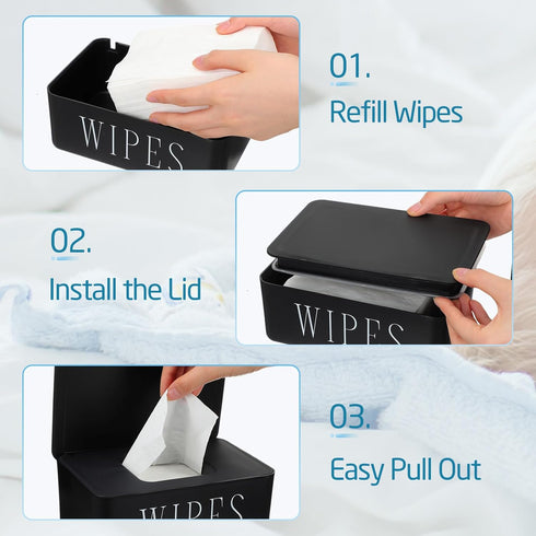 Singhoow 4 Pack Baby Wipes Dispenser Refillable Wipe Holder with Lid Toilet Wipes Container for Bathroom Tissue Paper