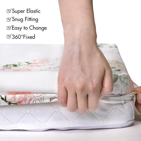 Gllquen Baby Bassinet Sheets 4 Pack, Breathable Fitted Mattress Sheet, Floral Pattern for Baby Boy Girls