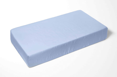 Bacati - ONE Solid Boys 100% Cotton Percale Universal Baby US Standard Crib or Toddler Bed Fitted Sheet (Light Blue) by Bacati