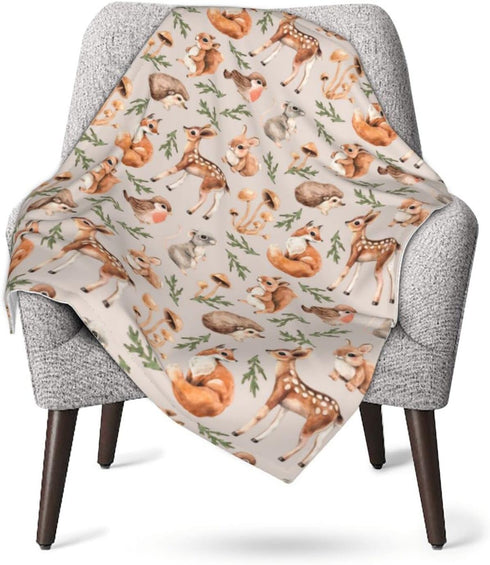 Cute Forest Animals Baby Blankets - Soft Warm Fuzzy Plush Bed Throw for Newborn Infant Toddler Girls Boys, 30"x40"