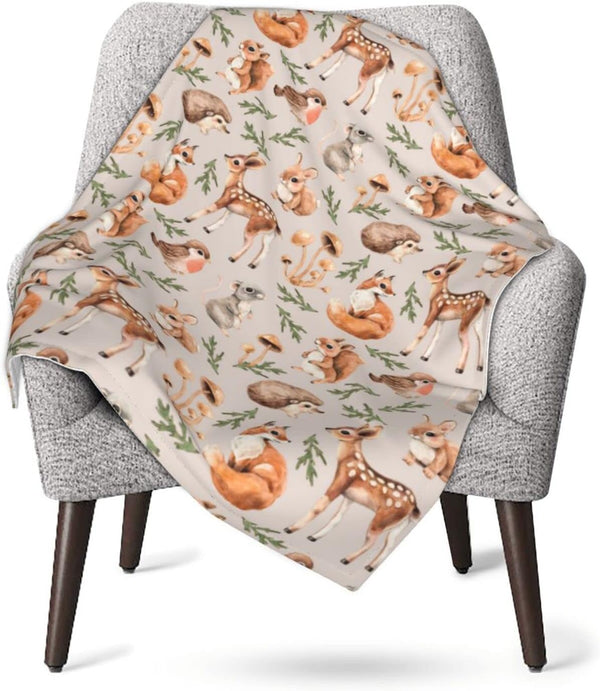 Cute Forest Animals Baby Blankets - Soft Warm Fuzzy Plush Bed Throw for Newborn Infant Toddler Girls Boys, 30"x40"