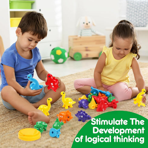 Matching Letters Dinosaur Toy, Double-Sided ABC Letters Match Game for Preschool, Educational Learning Toy for Toddlers