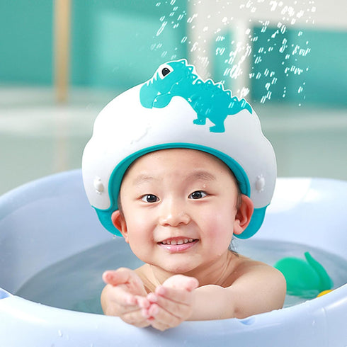Naroote Portable Dinosaur Kids Shampoo Cap - Soft & Lightweight Bath Cap (Blue)