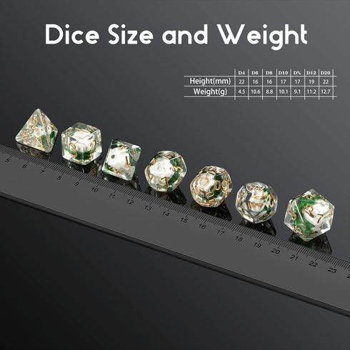Skull DND Dice - DNDND 7PCS Resin Dice Set with Velvet Pouch for Dungeons and Dragons Role Playing Games