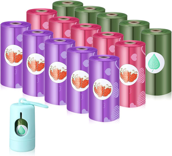 Fullhawl 15 Refill Rolls/225 Disposable Diaper Bags with Dispenser Scented Waste Baby Poop