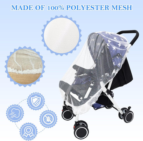 South to East Mosquito Net for Stroller, Portable Baby Bug Netting with Storage Bag, Breathable for Travel (White)
