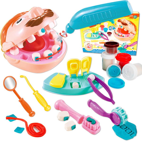 Dentist Color Dough Set, Dental Tools Kit for Kids Toddlers 3 Years and Up, Art & Craft Gift