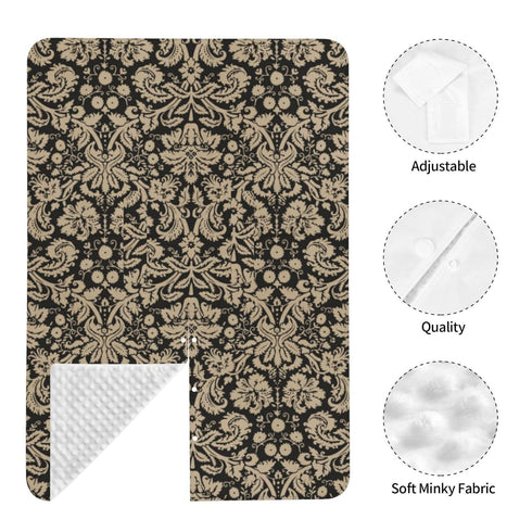Hcpwzrf Black and Tan Damask Pattern Baby Car Seat Cover & Nursing Cover - Breathable Stretch Multi-Use Cover