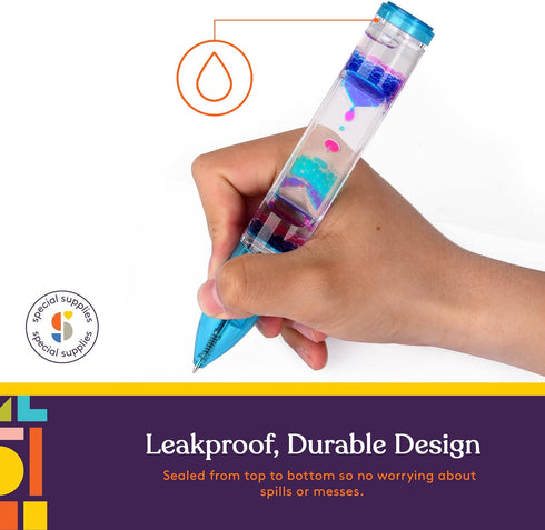 Special Supplies Liquid Motion Bubbler Pens, 6-Pack Colorful Hourglass Timer for Sensory Play