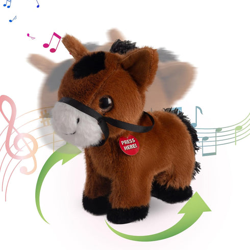 Singing Dancing Horse Stuffed Animal, Music Rocking Ponny Plush Toys Farm Horse