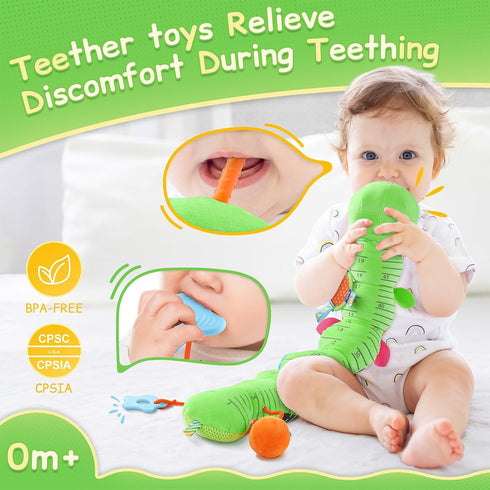 Tummy 0-3-6-12 Time Baby Toys Sensory Musical Animal Stuffed Car Seat Toy for Infant Months Newborn, Plush Caterpillar