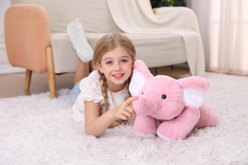 5 lbs 27" Pink Weighted Elephant Stuffed Animal, Giant Plush Pillow Huggable Plushie for Kids and Adults
