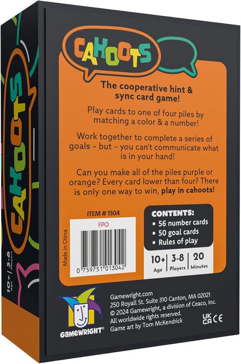 Gamewright Party to Go Cahoots: The Cooperative Hint and Sync Card Game for 3-8 Players, Age 10+