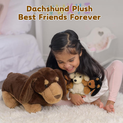 18" 4-Pack Set, Muiteiur Dog Stuffed Animals, Dachshund Stuffed Animal Cute Wiener Dog Gift for Kids, Boys, Girls