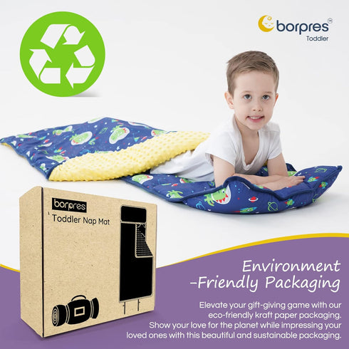Set: Nap Mat with Pillow Blanket Sleeping Mats for Toddler Kids - Thick Large Roll up Slumber Bag for Daycare Preschool