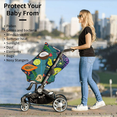 Schgap Tropical Garden Fruits Car Seat Cover for Baby Nursing Cover Breastfeeding Baby Carrier Cover Stretchy Carseat