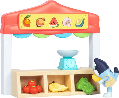 Bluey Mini Playsets Farmers Market Playset with Articulated Figure, Shopping Bag, and Accessories