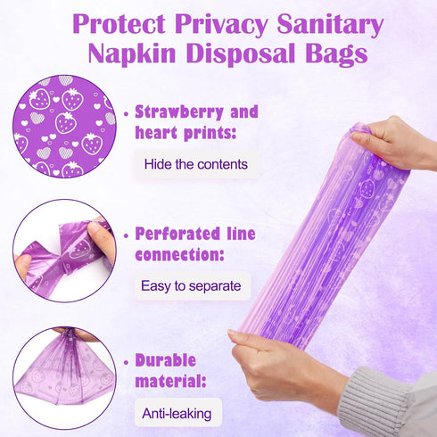 150Pcs Luxiv Sanitary Napkin Disposal Bags, Pink Disposable Sanitary Bag Personal Care Disposal for Tampons Trash Bag