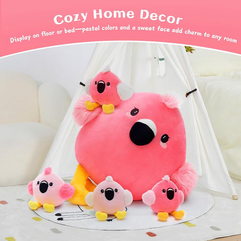 Tummy Mommy 4 Tezituor Pink Flamingo Stuffed Animal,Easter Valentines Gifts Flamingo Plush for Girls Kids Toddlers