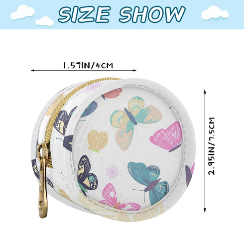 Butterflies Round Pacifier Storage Case with Zipper, Portable Pacifier Case for Travel, Diaper Bag & Purse, Pacifier