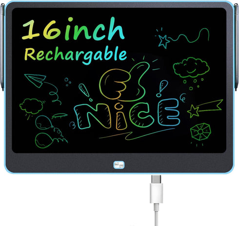 QIAOBUQI Rechargeable LCD Writing Tablet for Kids, 16 Inch Colorful Drawing Tablet, Educational