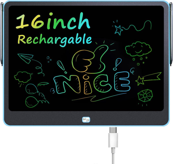 QIAOBUQI Rechargeable LCD Writing Tablet for Kids, 16 Inch Colorful Drawing Tablet, Educational