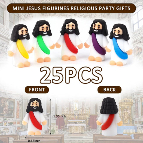 25Pcs URSKYTOUS Little Jesus Figures Bulk Mini Jesus Figurines Tiny Small Rubber Baby Jesus Toys to Hide Cute Pocket